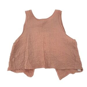 Zara Women Dusty Rose Cotton Gauze Tank Top Boho Festival Summer Open Back Large